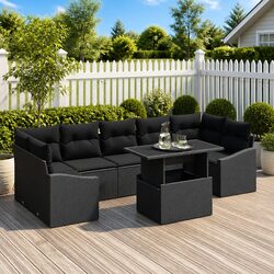 Concise 8-Piece Modular Garden Sofa Set in Grey