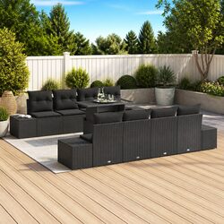 Concise 9-Piece Outdoor Sofa Set with Rattan and Steel Frame