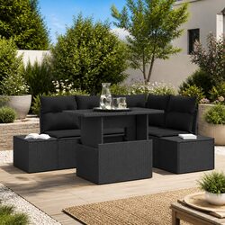 Concise 5-Piece Black Garden Sofa Set - Style Meets Function