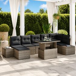 Compact and Versatile 8-Piece Grey Sofa Set for Outdoors