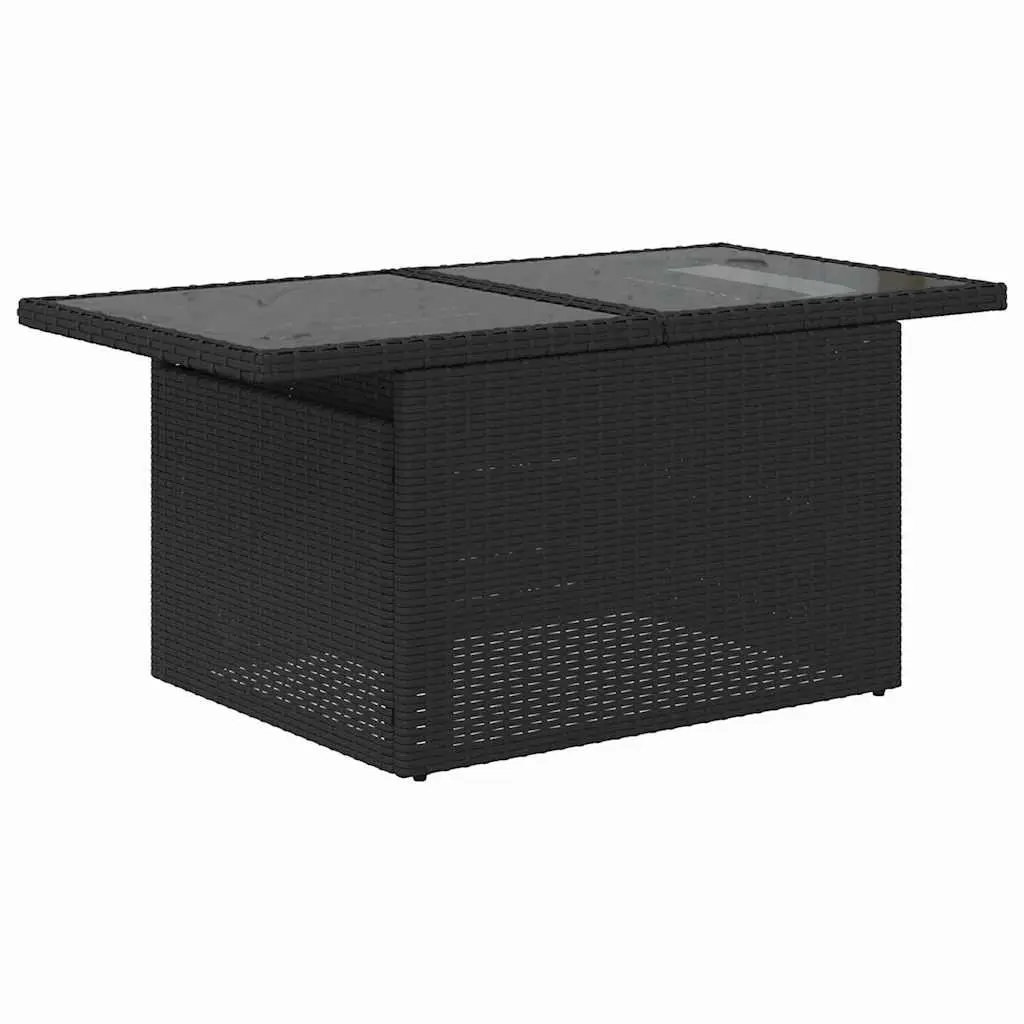 Garden Sofa Set 10 Piece Black Poly Rattan Outdoor Furniture with Storage