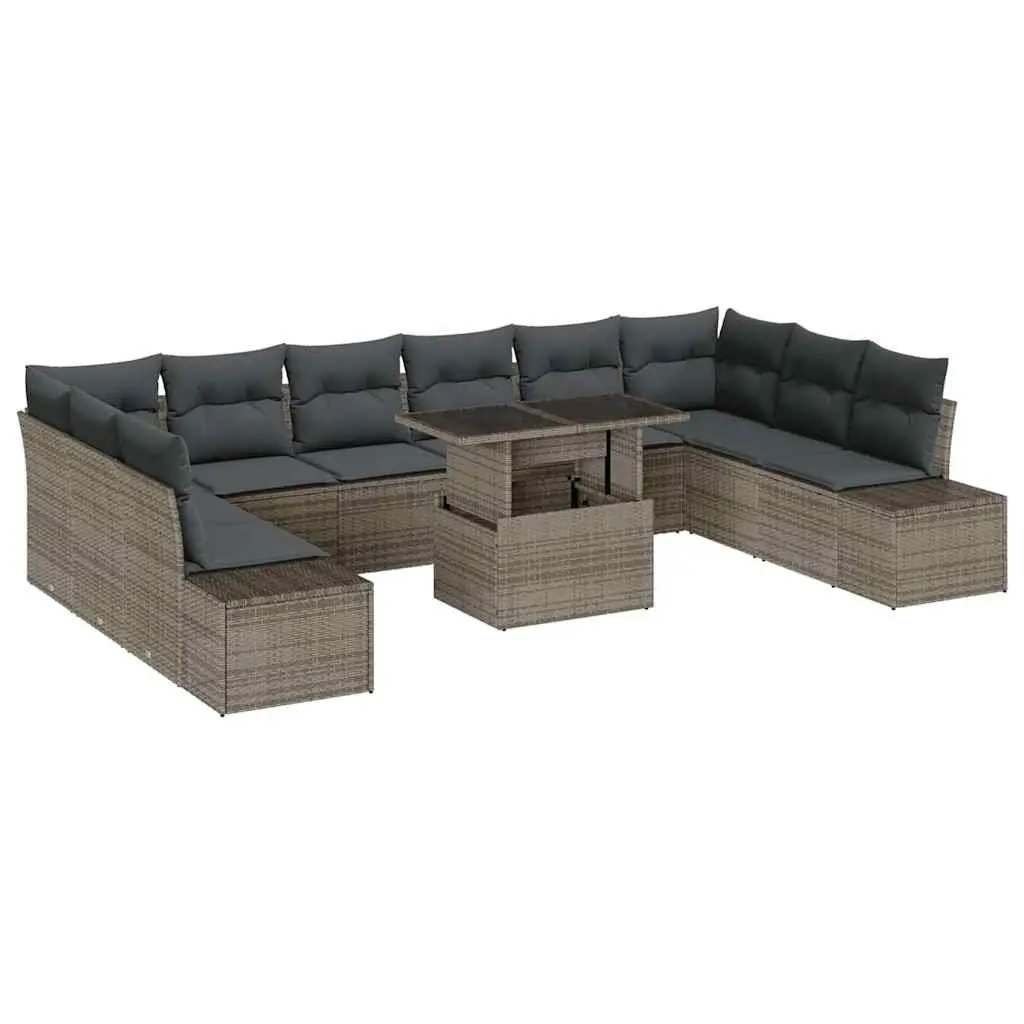 Garden Sofa Set 11 pcs Grey Outdoor Furniture Poly Rattan Modular Patio Lounge