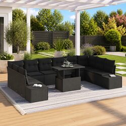 Outdoor Garden Sofa Set 11 pcs Modular Lounge Furniture Patio Seating Black