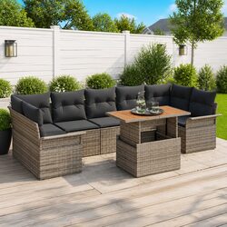 Concise 8-Seater Modular Garden Sofa Set in Grey