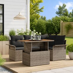 Compact 5-Piece Modular Garden Sofa Set in Grey