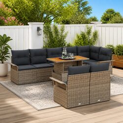 Compact 9-Piece Grey Outdoor Sofa Set for Relaxation