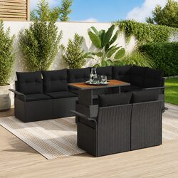 Outdoor Garden Sofa Set 9 Piece Modular Poly Rattan Furniture Black with Storage