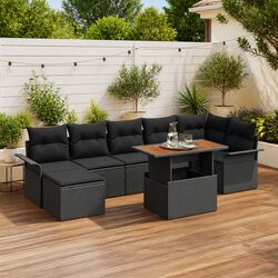 Compact 8-Piece Outdoor Sofa Set with Storage, Black