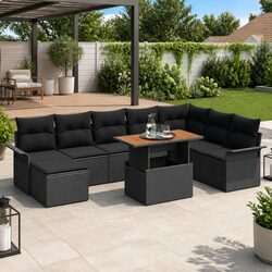 Compact and Stylish 9-Piece Outdoor Rattan Sofa Set