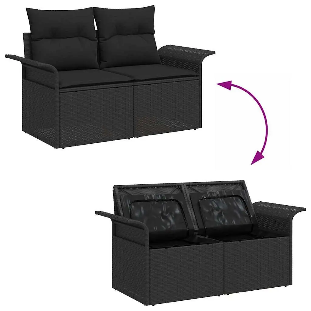 Garden Sofa Set 10 Piece Black Poly Rattan Outdoor Furniture Modular Seating