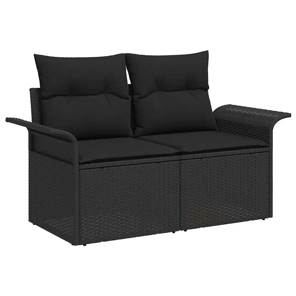 Garden Sofa Set 10 Piece Black Poly Rattan Outdoor Furniture Modular Seating