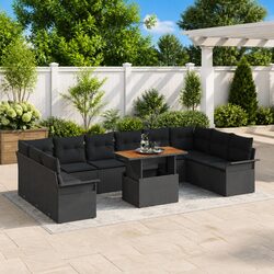 Compact 9-Piece Rattan Sofa Set: Perfect for Outdoor Spaces