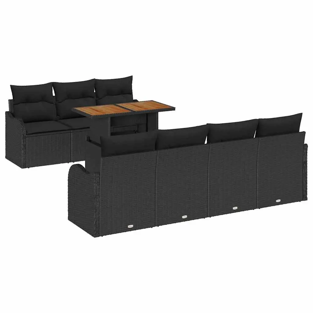 Outdoor Garden Sofa Set Black 8 Piece Modular Poly Rattan Furniture with Storage