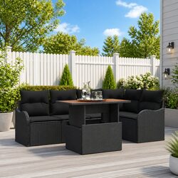 Concise 6-Piece Modular Outdoor Sofa Set in Black