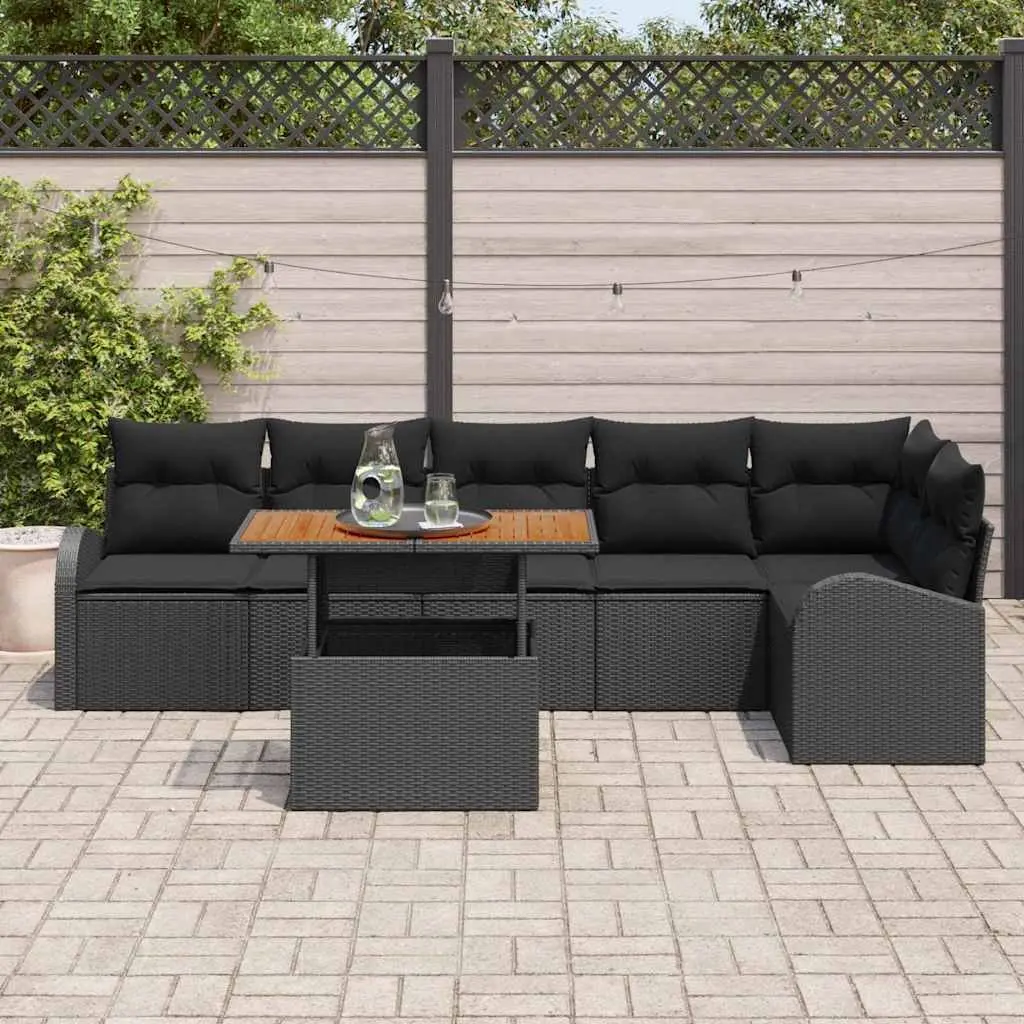 Outdoor Garden Sofa Set 7 Piece Modular Poly Rattan Black with Storage Patio