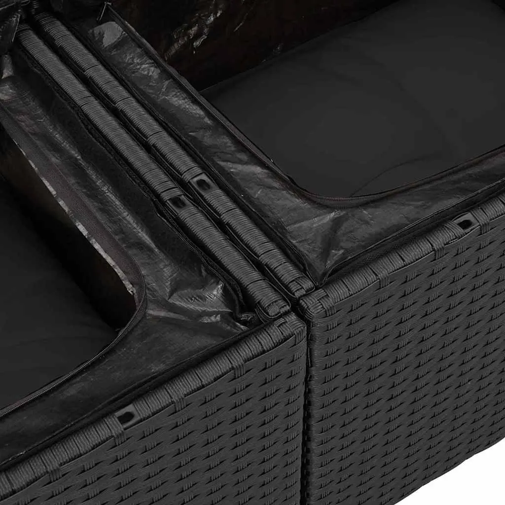 Outdoor Garden Sofa Set 7 Piece Modular Poly Rattan Black with Storage Patio