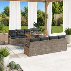 Garden Sofa Set Outdoor Furniture 9 Piece Modular Grey Poly Rattan with Storage