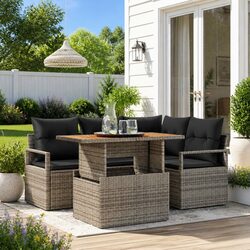 Compact and Stylish 5-Piece Garden Sofa Set in Grey