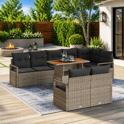 Concise 9-Piece Outdoor Sofa Set in Grey Color