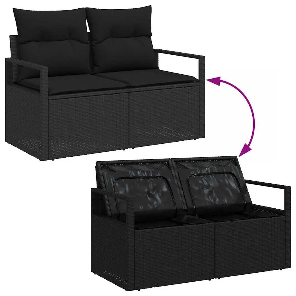 Garden Sofa Set 10 Piece Outdoor Furniture Black Poly Rattan Modular Sectional