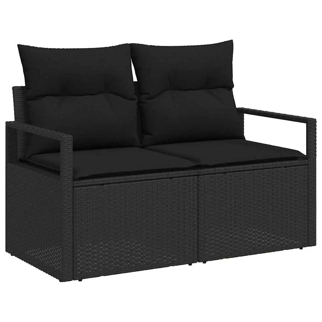 Garden Sofa Set 10 Piece Outdoor Furniture Black Poly Rattan Modular Sectional