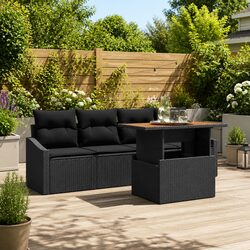 Compact Black Garden Sofa Set - 5 Pieces for Your Outdoors