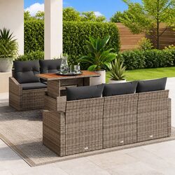 6-Piece Grey Sofa Set with Storage for Outdoor Use