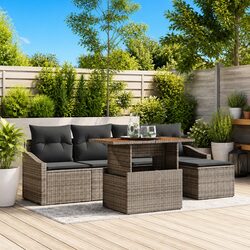 Stylish 6-Piece Grey Garden Sofa Set with Storage Options
