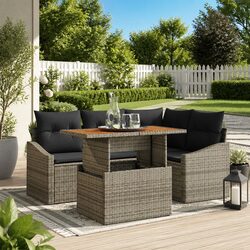 Garden Sofa Set Outdoor Furniture 5pcs Modular Corner Seating with Storage Grey