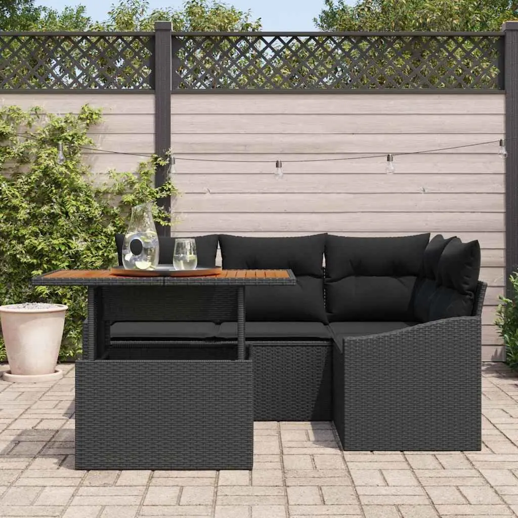 Black Garden Sofa Set 5 pcs with Storage