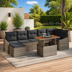 8-Piece Grey Modular Sofa Set for Your Patio Enjoyment