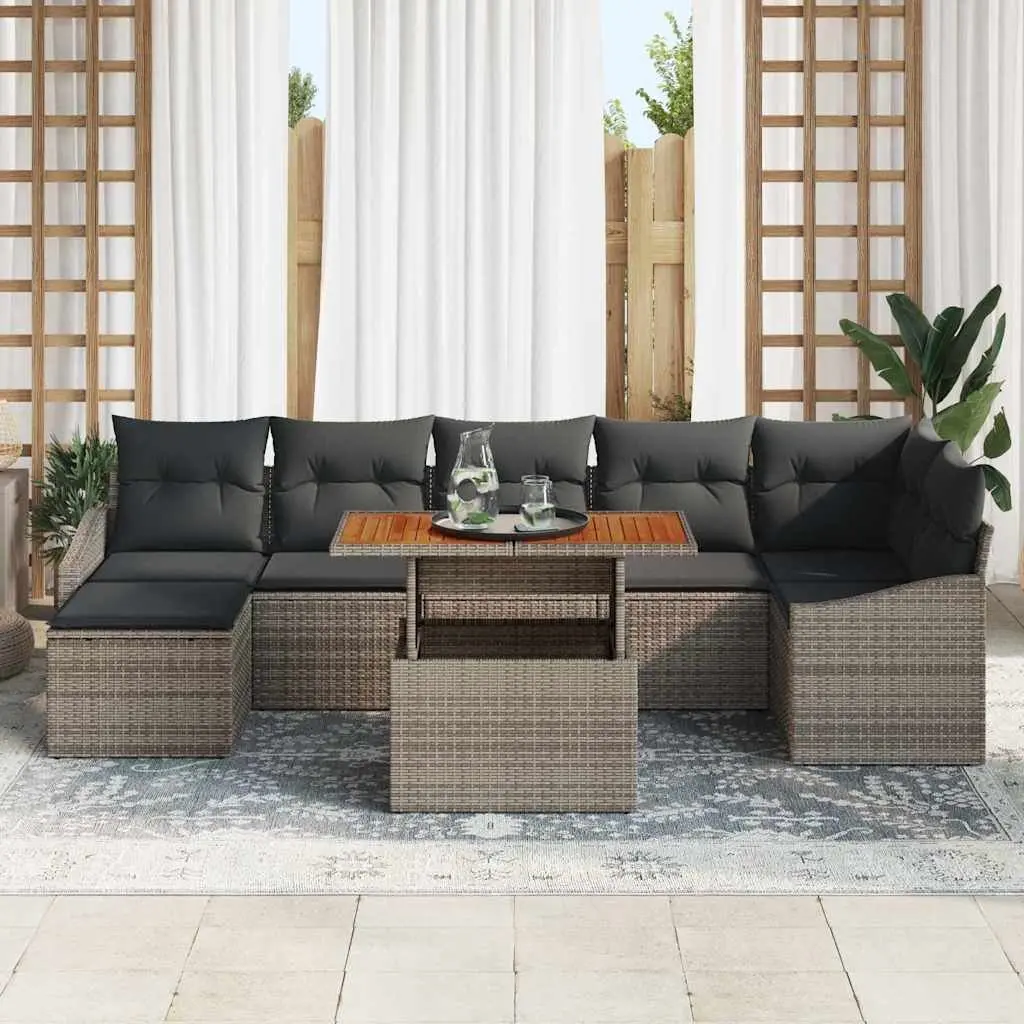 Garden Sofa Set 8 Piece Grey Outdoor Furniture Modular Seating Storage Patio