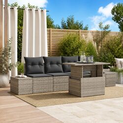 Garden Sofa Set with Storage 5 Pieces Grey Outdoor Lounge Furniture