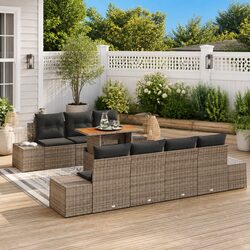 Concise Design: 8-Piece Outdoor Sofa Set in Grey