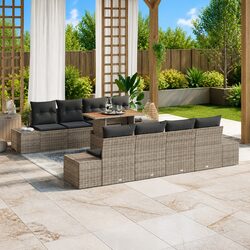 Garden Sofa Set Outdoor Furniture 9 pcs Modular Lounge Seating with Storage Grey
