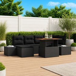 Garden Sofa Set 7 pcs Outdoor Furniture Modular Lounge with Storage Black