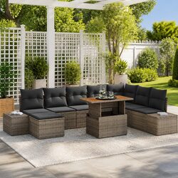 Concise Overview: Grey Garden Sofa Set 9 pcs with Storage
