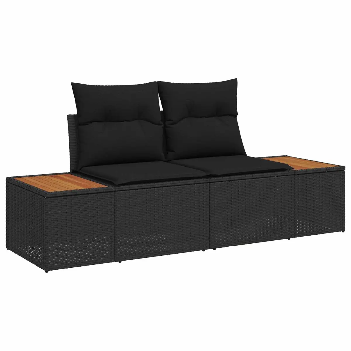Outdoor Garden Sofa Set 5 Pieces Black Modular Patio Furniture Storage Rattan