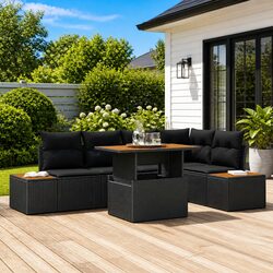 Sleek 6-Seater Outdoor Sofa Set with Storage Features