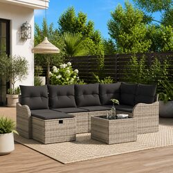 Concise 7-Piece Grey Outdoor Sofa Set for Relaxation