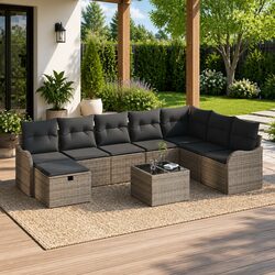 Concise 9-Piece Outdoor Sofa Set in Grey