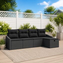 Concise 5 Piece Modular Garden Sofa Set with Storage