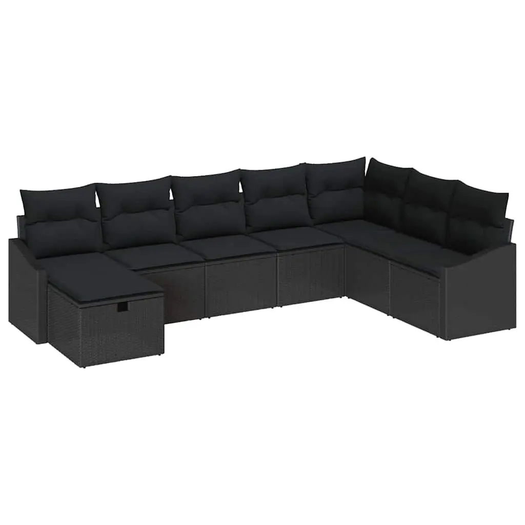 Garden Sofa Set Grey 8 Piece Modular Outdoor Lounge Poly Rattan Furniture