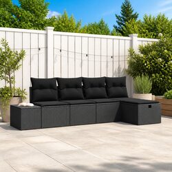 Compact 5 pcs Modular Garden Sofa Set in Black