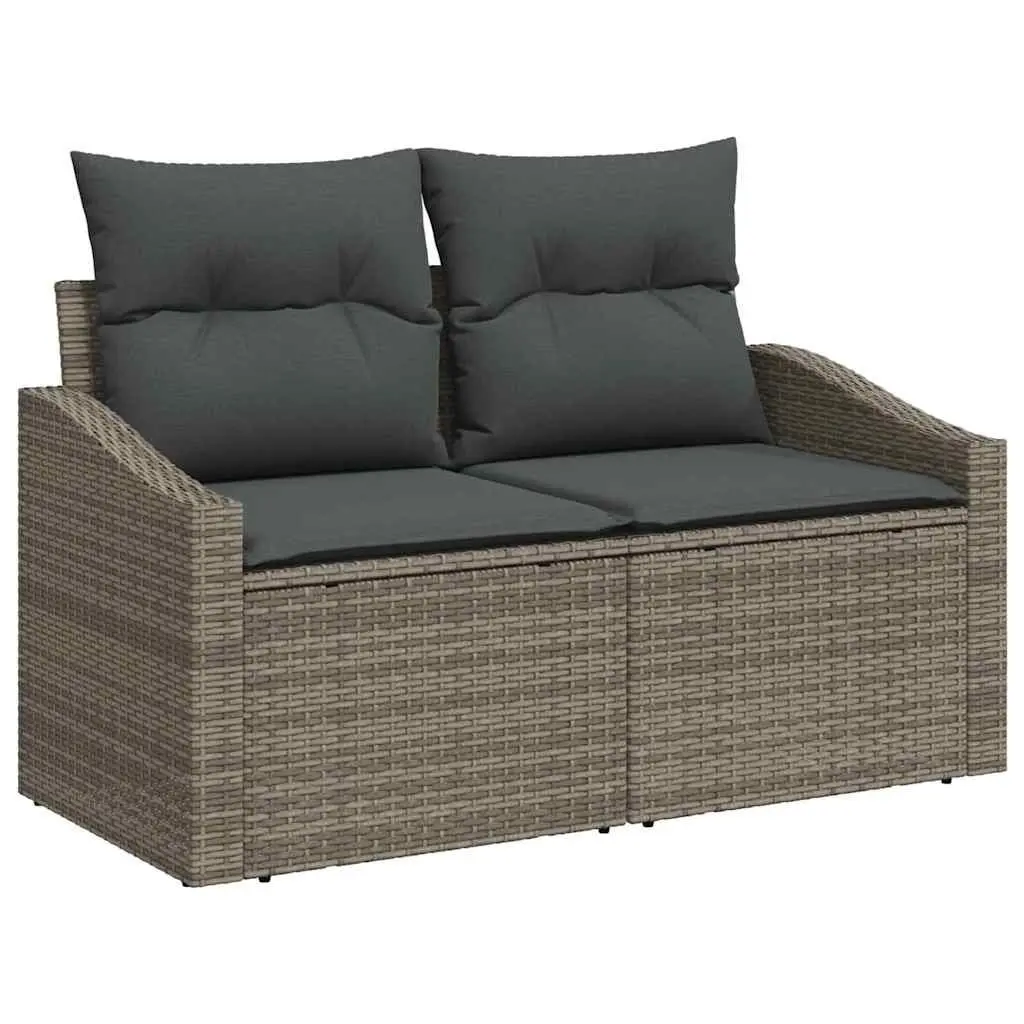Modular Garden Sofa Set 6 Piece Outdoor Furniture with Cushions Light Grey Poly