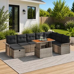 Concise 9 Piece Garden Sofa Set for Relaxation