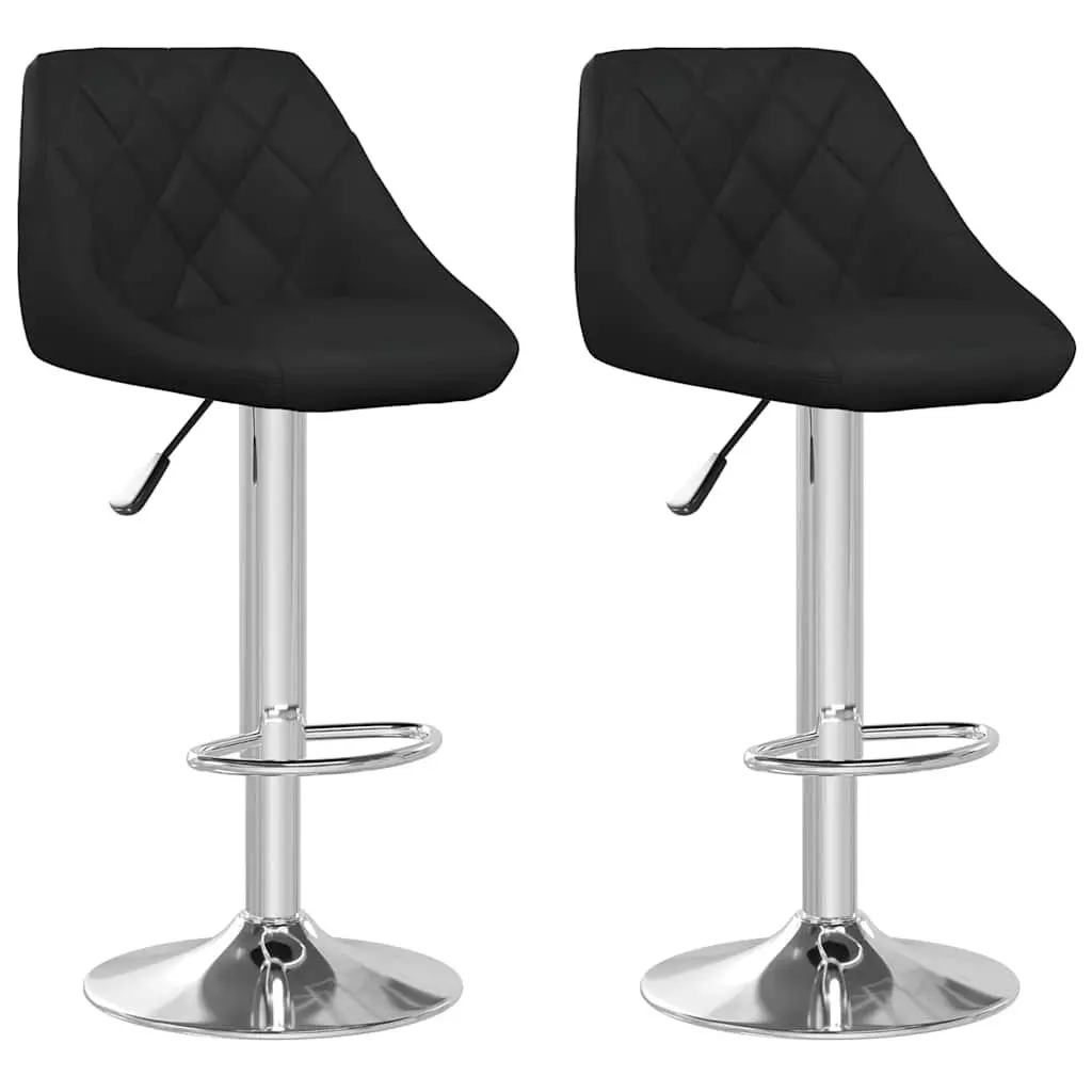 Bar Stools Black Adjustable Height Faux Leather Modern 360 Degree Swivel