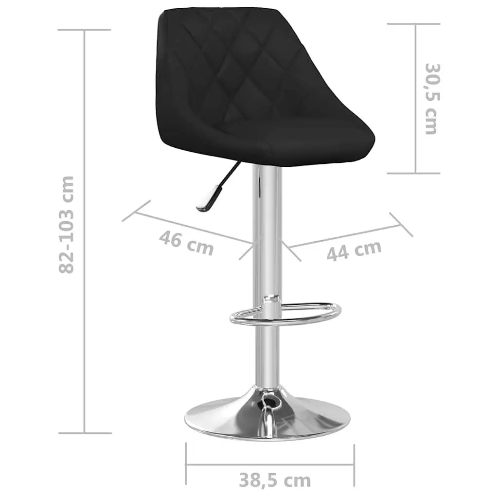 Bar Stools Black Adjustable Height Faux Leather Modern 360 Degree Swivel