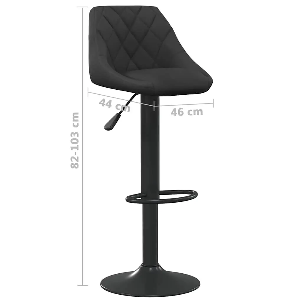 Bar Stools Set of 2 Black Velvet Swivel Adjustable Height Gas Lift Footrest