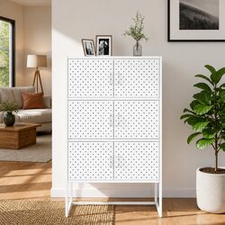 Compact White Highboard Cabinet with Storage Space